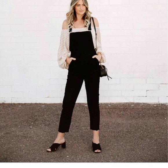 madewell black skinny overalls